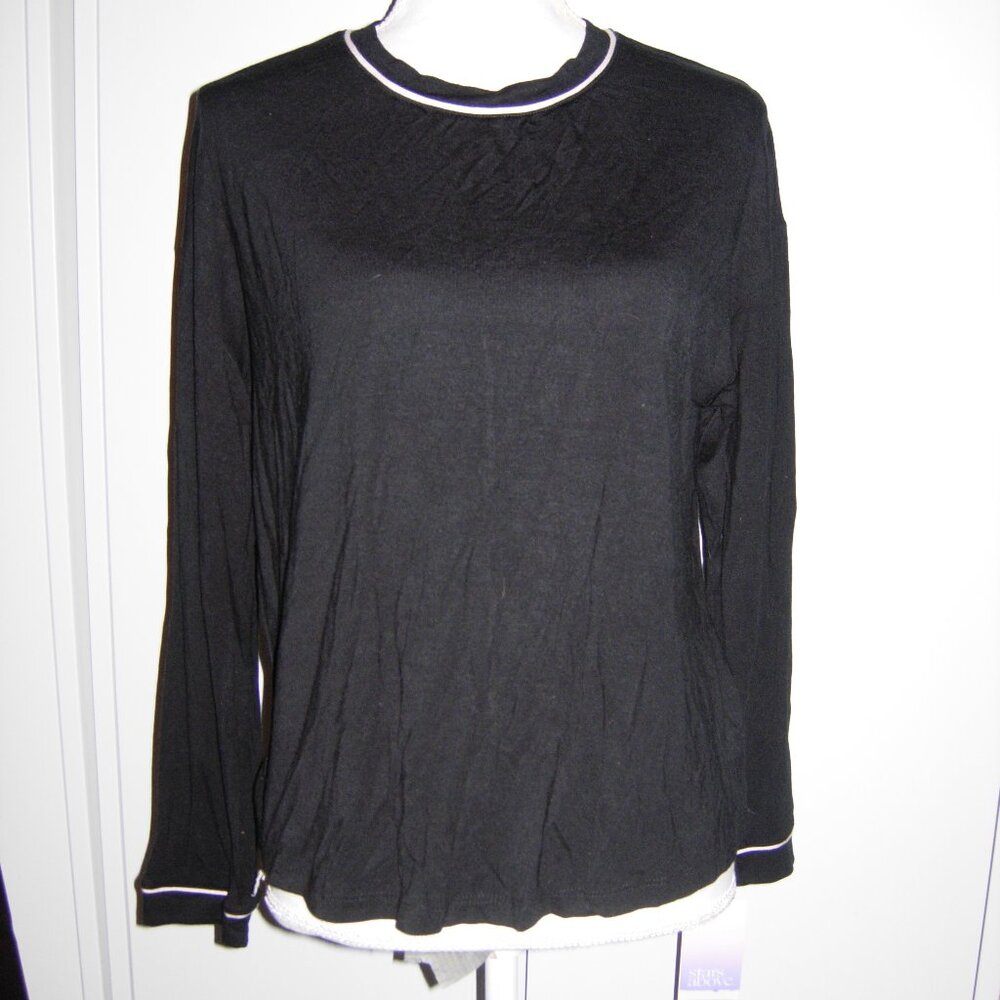 Stars Above Black White Pajama TOP XS